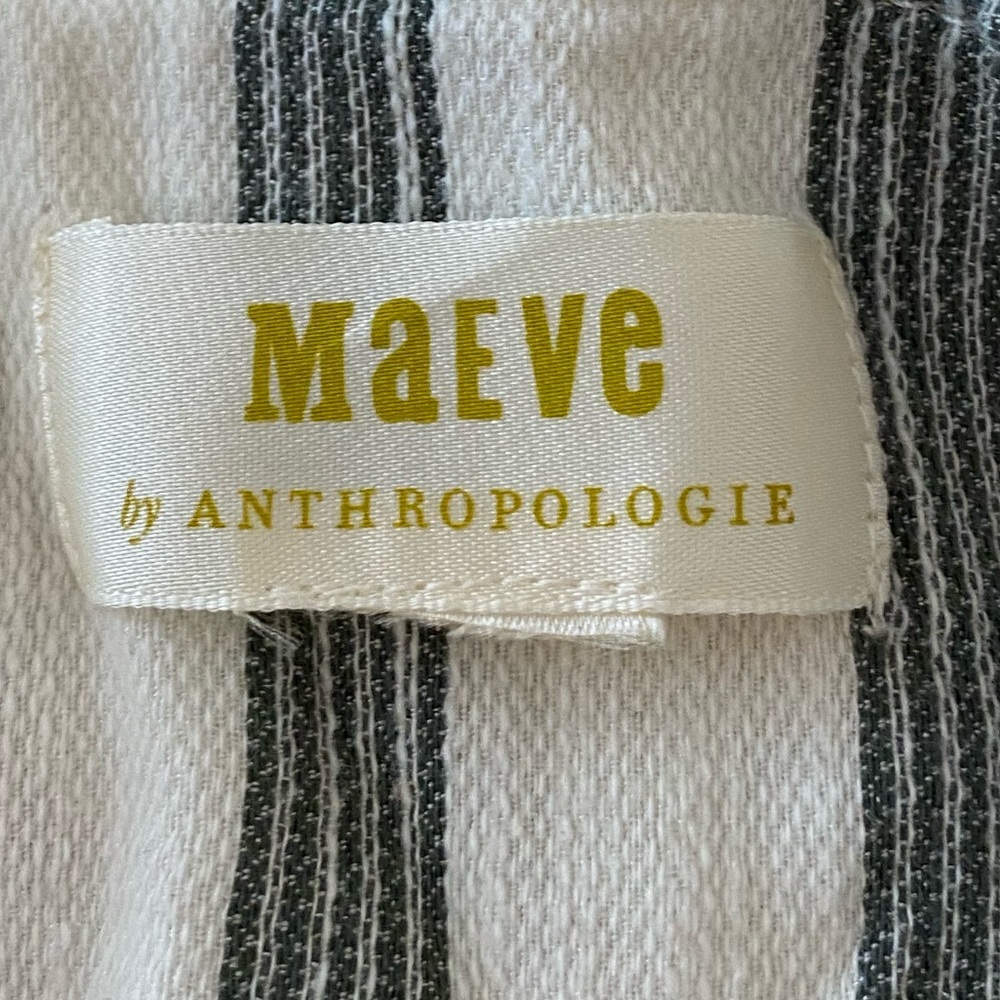 Maeve White and Gray Striped Button-Front Midi Dress - Picture 6 of 6